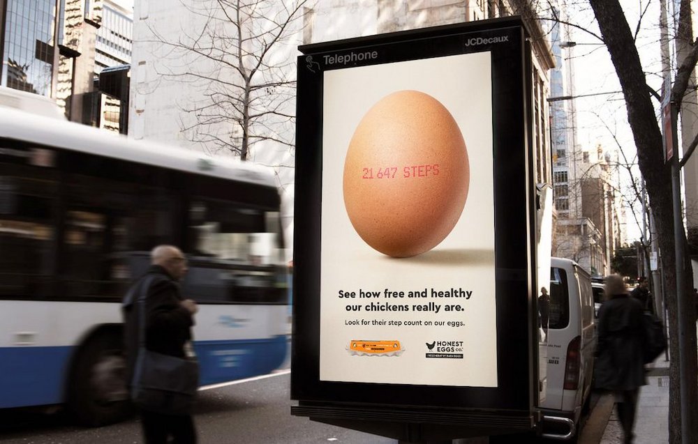 Body image for Produce brand prints chickens’ step counts on eggs as proof of welfare