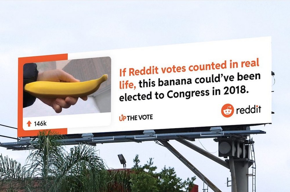 Body image for Reddit’s first brand campaign compares upvotes and elections