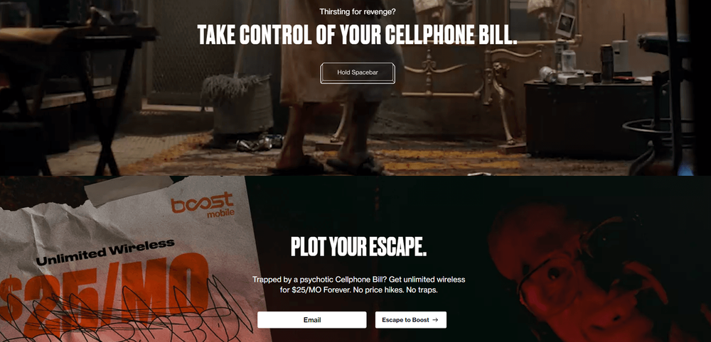 Body image for Boost Mobile and Liquid Death turn a phone bill into horror-comedy creative