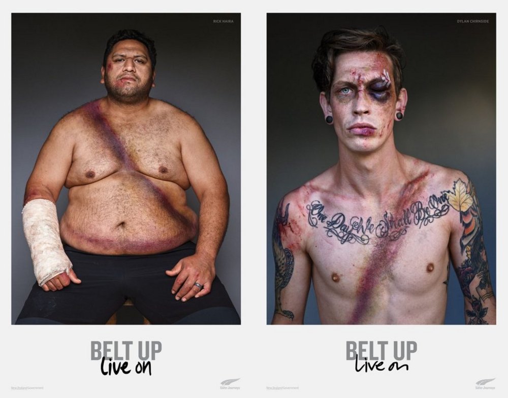 Body image for Graphic New Zealand campaign shows how seatbelts save lives