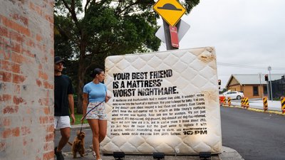 Australian mattress brand turns beds into billboards
